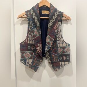 VTG SweetGrass Geometric Patterned Vest Sz S